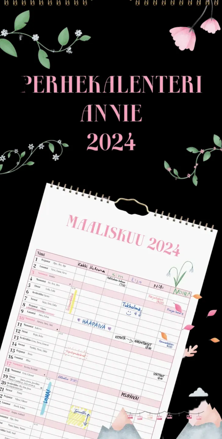 Burde Perhekalenteri 2024 Perhekalenteri Annie