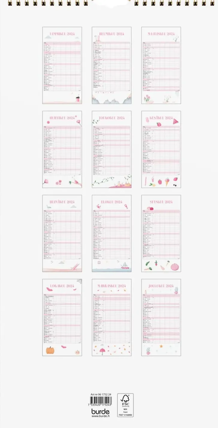 Burde Perhekalenteri 2024 Perhekalenteri Annie