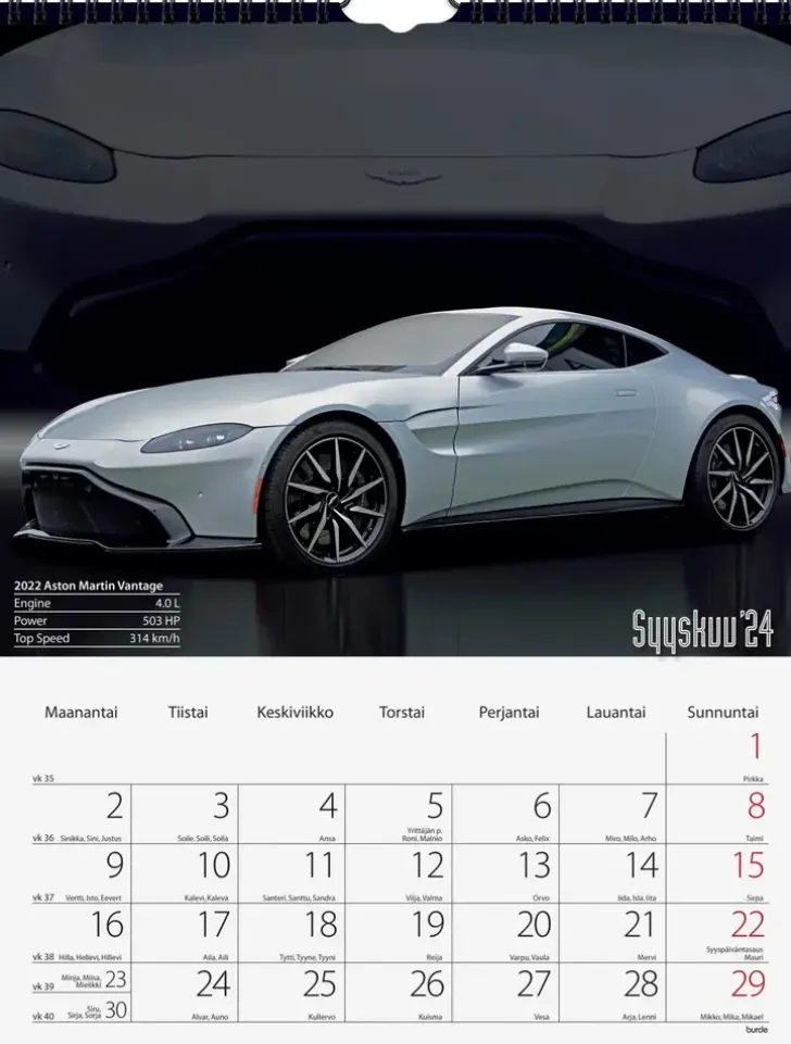 Burde Seinakalenteri 2024 Autot