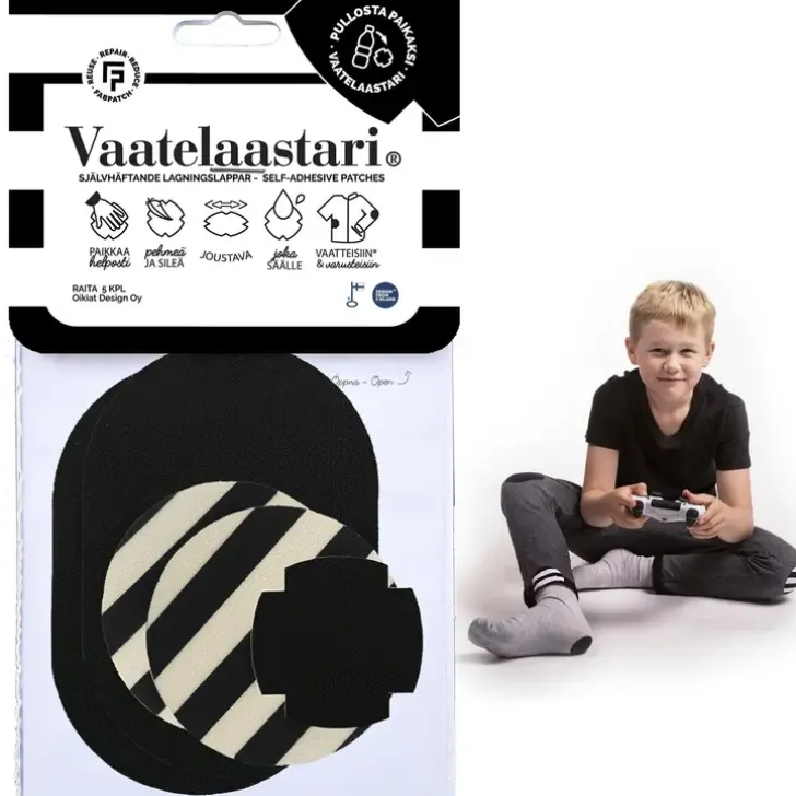 Fabpatch Vaatelaastari, Raita - Helppo, Hankaamalla Kiinnittyva Tekstiilien Korjauspaikka