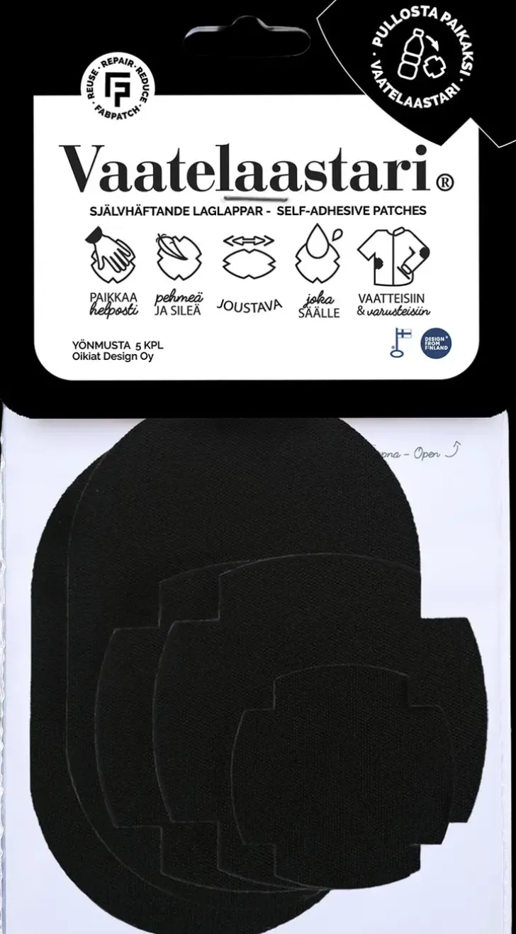 Fabpatch Vaatelaastari, Yonmusta - Helppo, Hankaamalla Kiinnittyva Tekstiilien Korjauspaikka