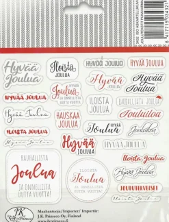J.K. Primeco Askartelukuvio Iso Joulutekstit Punaharmaa