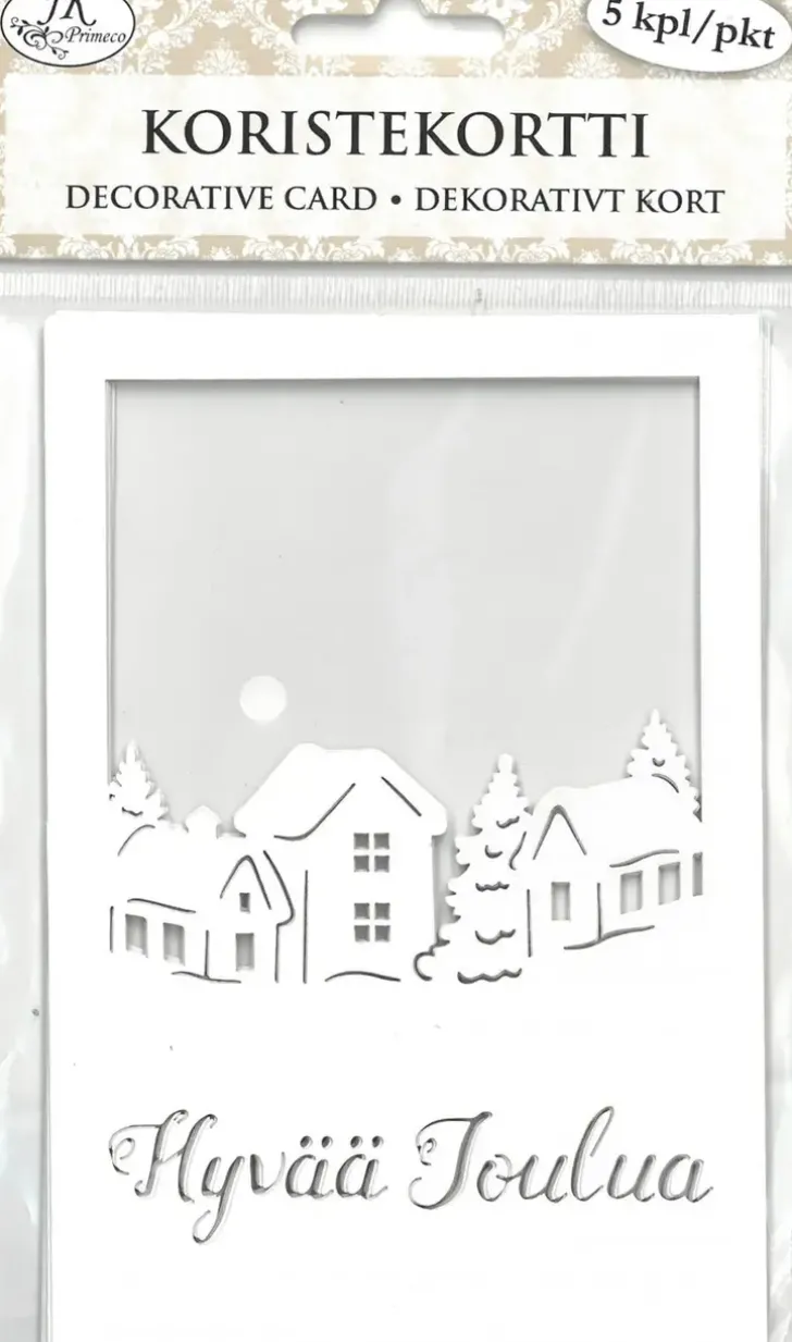 J.K. Primeco Koristekortti Talot Ja Teksti 5 Kpl