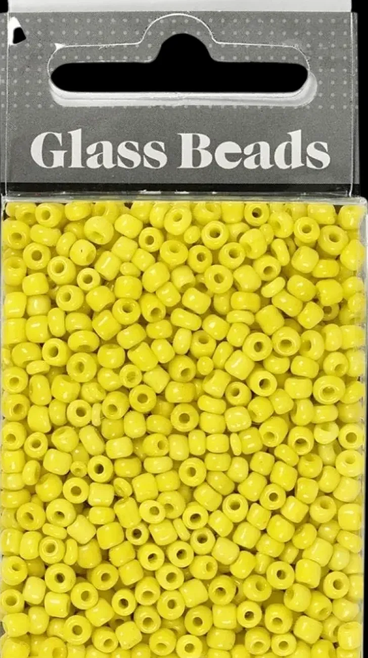 Rocaille-Siemenhelmet, Keltainen, Halk. 3 Mm, Koko 8/0 , Aukon Koko 0,6-1,0 Mm, 25 G/ 1 Pkk