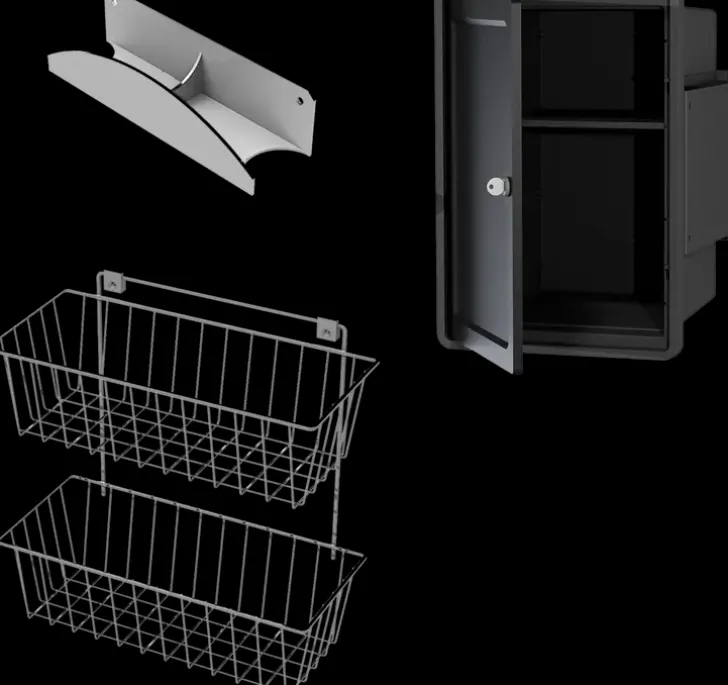 Siivouskomerosarja Lm 872: Lukittava Kemikaalikaappi + Sarjakori + Ylakaari Imuriletkulle