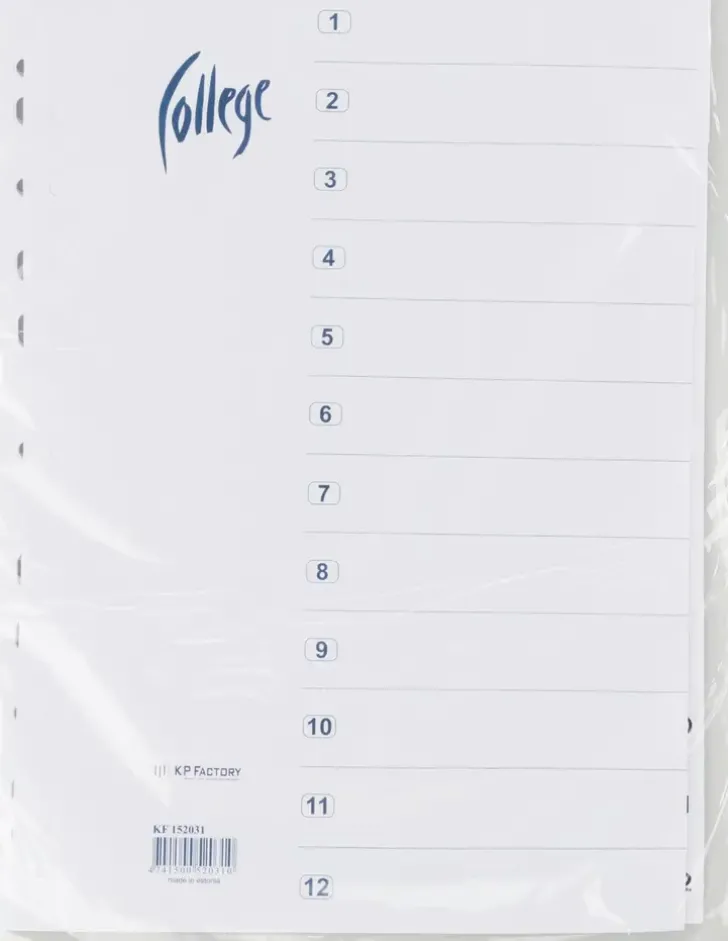 Valilehti A4 1-12 Valkoinen